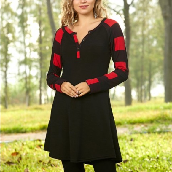 Twice Chic Boutique Dresses & Skirts - ❤️🆕DESIREE BLACK BUFFALO PLAID SWING DRESS NWT❤️